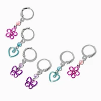 Wire Butterfly, Heart, & Daisy Hoop Earrings - 3 Pack