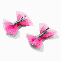 Claire's Club Holiday Pink Glitter Hair Bow Clips - 2 Pack
