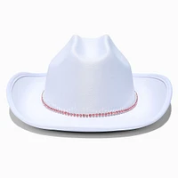 Claire's Club Pink Gem White Cowboy Hat