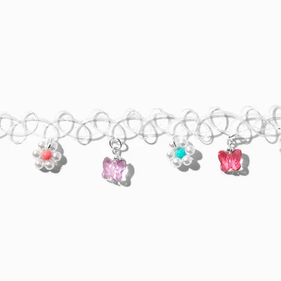 Butterflies & Flowers Tattoo Choker Necklace