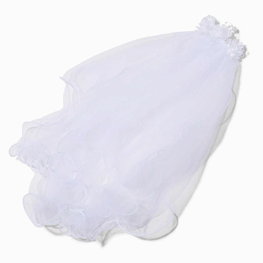 Claire's Club Special Occasion White Veil Floral Hair Clip