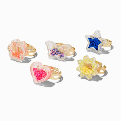 Claire's Club Rainbow Shaker Mixed Rings - 5 Pack