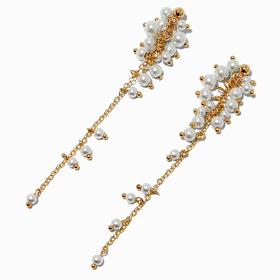 Gold-tone Pearl Cluster Drop Earrings