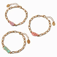 "Best Friends 4-Ever" Pastel Split Heart Chain Bracelets - 3 Pack