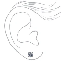 Silver Cubic Zirconia Round Stud Earrings - 5MM