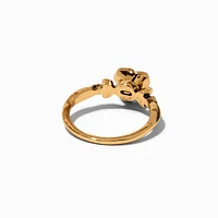 Antiqued Gold-tone Rose Ring