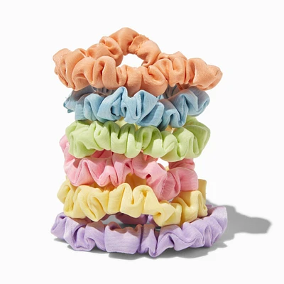 Happy Pastel Skinny Silky Hair Scrunchies - 6 Pack