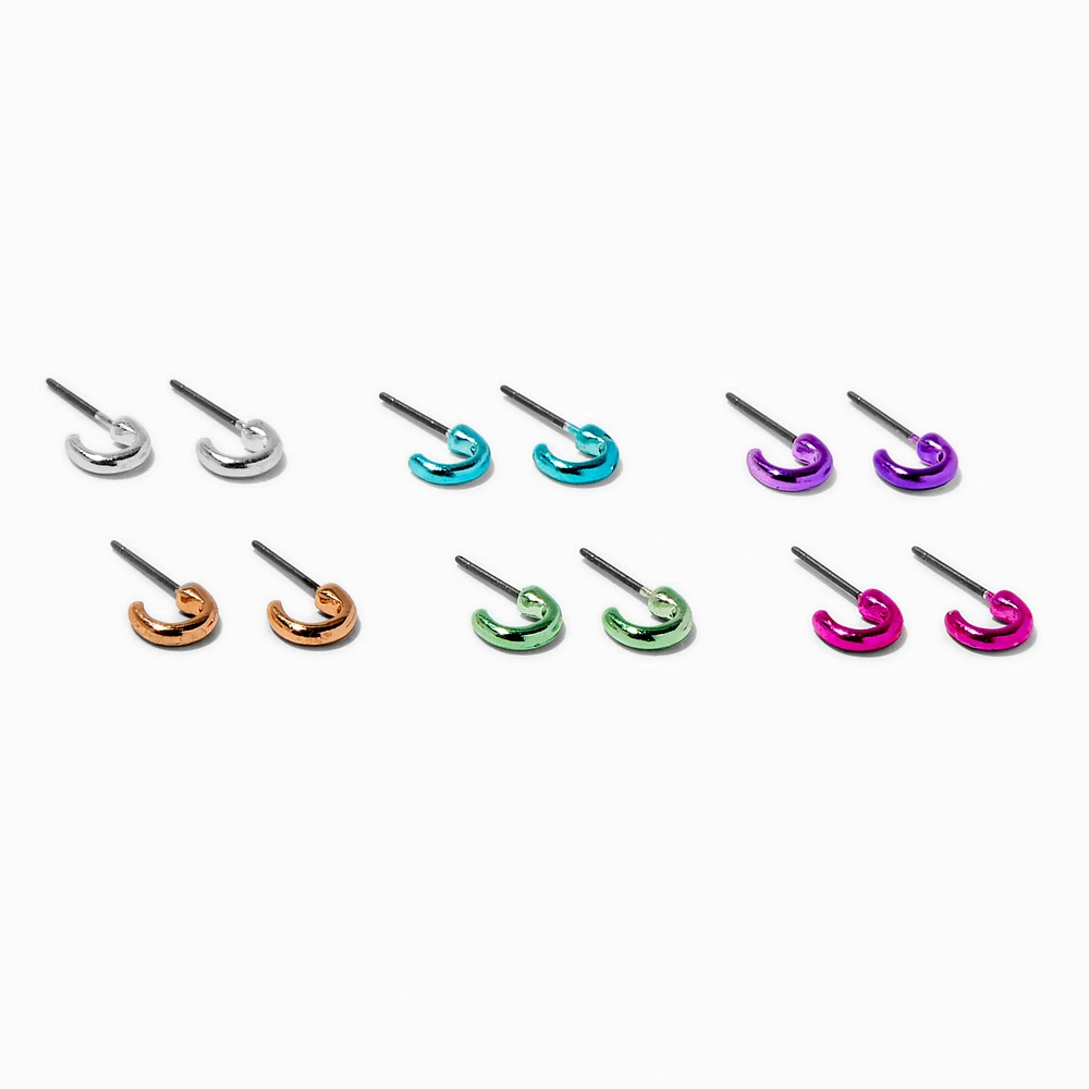 Mini Anodized Hoop Earrings - 6 Pack