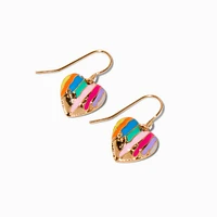 Rainbow Drippy Heart Drop Earrings