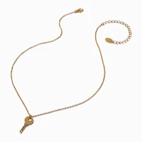 Pavé Lock & Key Gold-tone Pendant Necklaces - 2 Pack