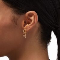 Gold 1" Crescent Moon Star Clip-On Earrings