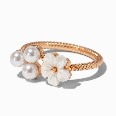 Gold-tone Pearl Flower Ring