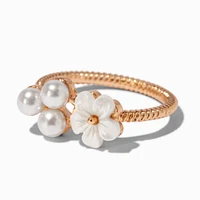 Gold-tone Pearl Flower Ring