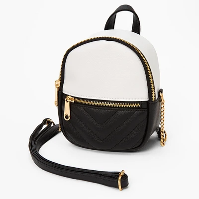 Black & White Colorblock Crossbody Backpack