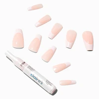 White French Tip Squareletto Vegan Faux Nail Set - 24 Pack