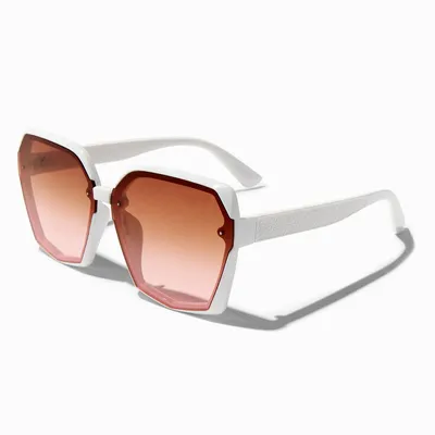 White Geometric Faded Lens Sunglasses