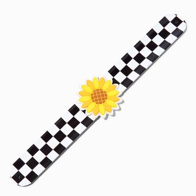 Checkered Sunflower Slap Bracelet