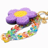 Purple Chenille Daisy Wristlet Keychain