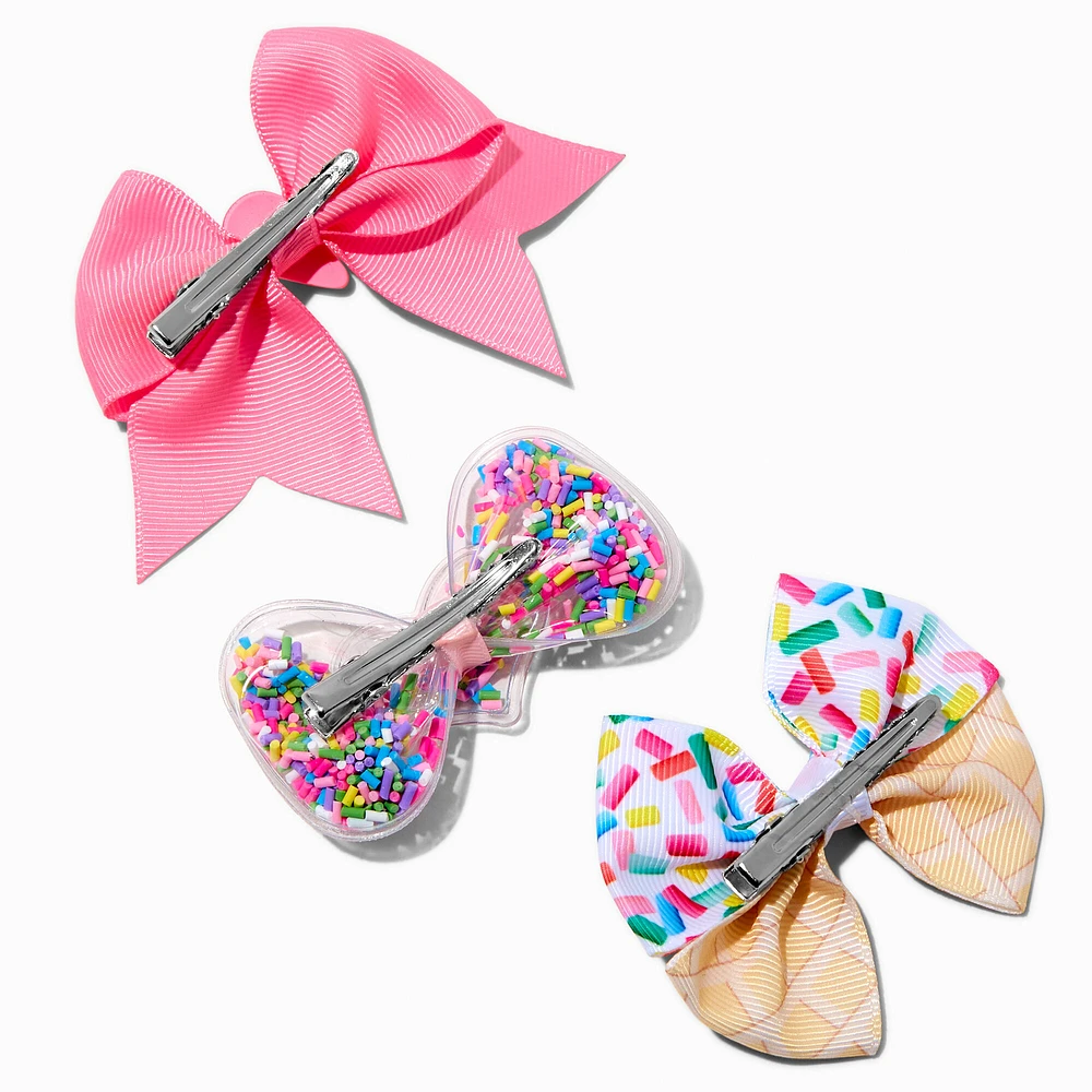 Claire's Club Ice Cream Hair Bow Clips - 3 Pack