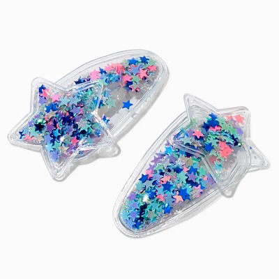 Claire's Club Jewel Tone Star Shaker Snap Hair Clips - 2 Pack