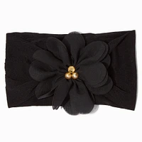 Claire's Club Black Chiffon Flower Headwrap
