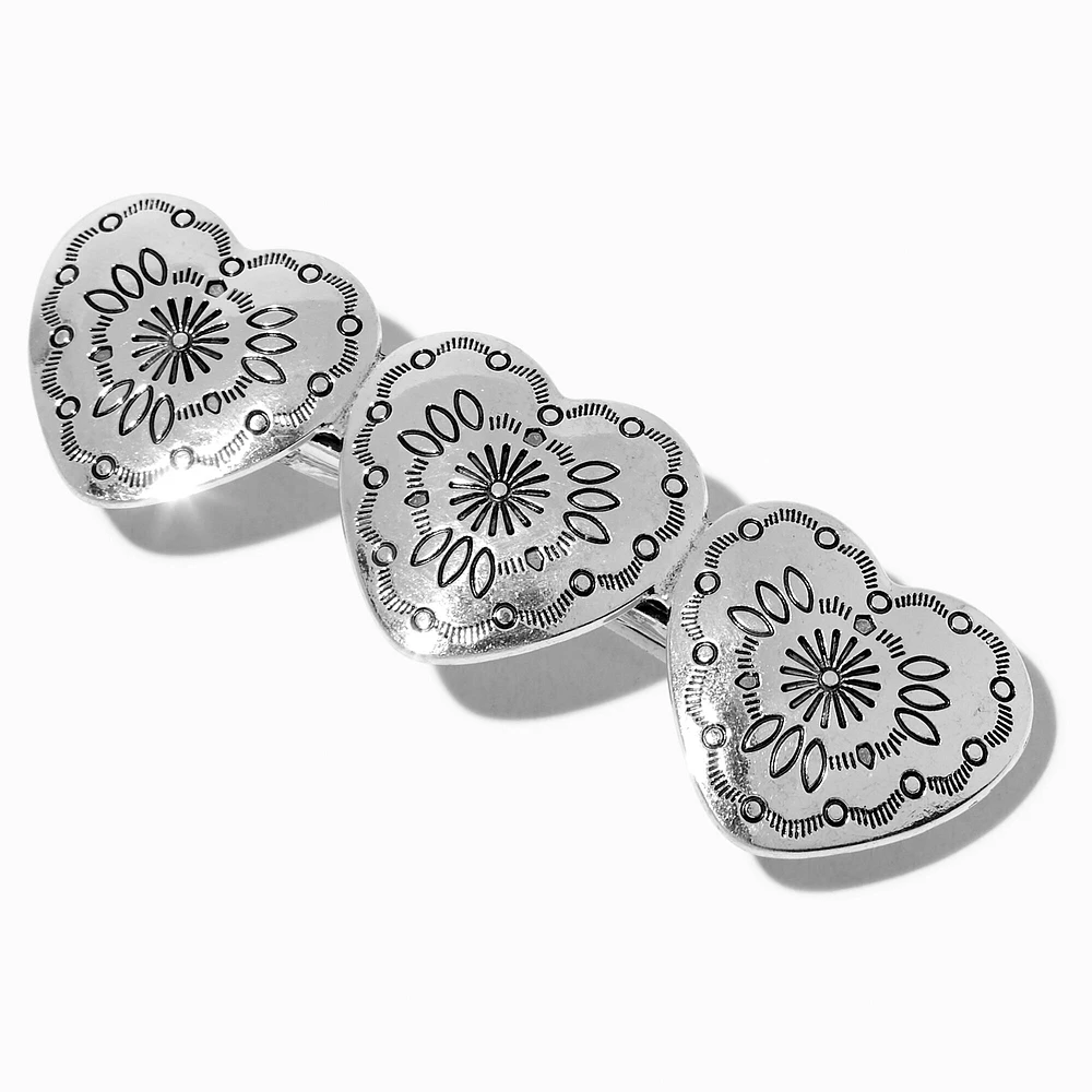 Silver-tone Cowgirl Heart Hair Barrette Clip