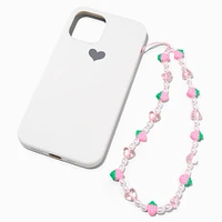 Pink Strawberry Beaded Phone Wrist Strap