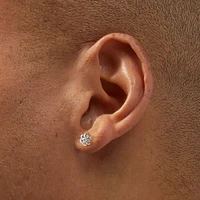 Sterling Silver Crystal Flower Stud Earrings