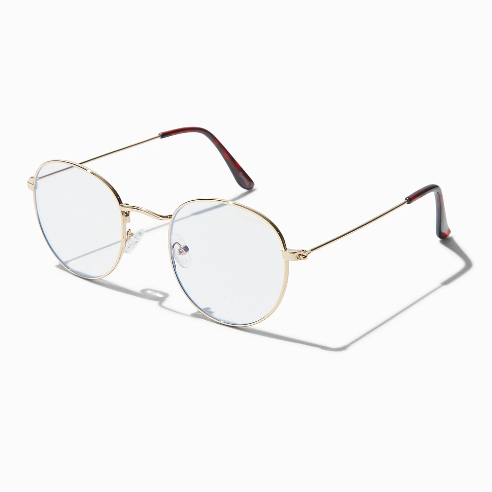 Solar Blue Light Reducing Gold Metal Oval Clear Lens Frames