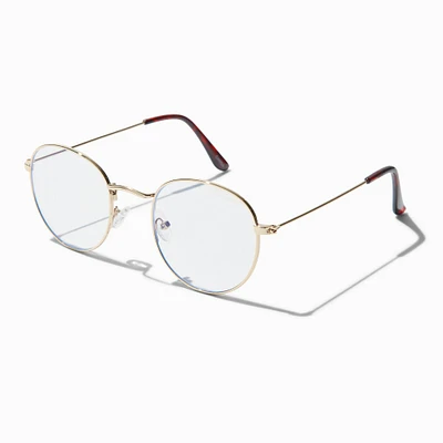 Solar Blue Light Reducing Gold Metal Oval Clear Lens Frames