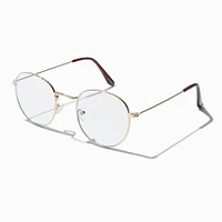 Solar Blue Light Reducing Gold Metal Oval Clear Lens Frames