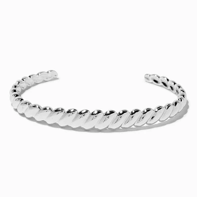 Silver-tone Braided Woven Cuff Bracelet