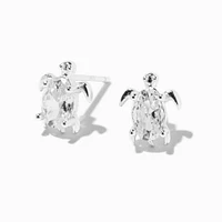 Sterling Silver Cubic Zirconia Turtle Stud Earrings