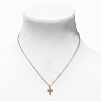 Gold Crystal Cross Pendant Necklace