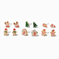 Christmas Cutout Cookies Stud Earrings Set - 6 Pack