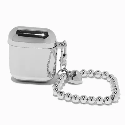 Electro Silver Earbud Case Cover with Wristlet - Compatible with Apple AirPods®