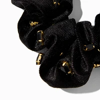 Black Velvet Gemstone Embellished Hair Scrunchie