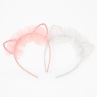 Claire's Club Pink & Silver Laced Cat Ears Headband -2 Pack