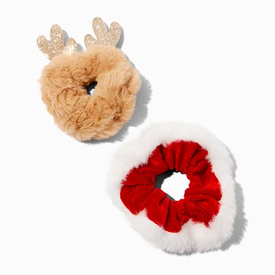 Santa Claus & Reindeer Hair Scrunchies - 2 Pack