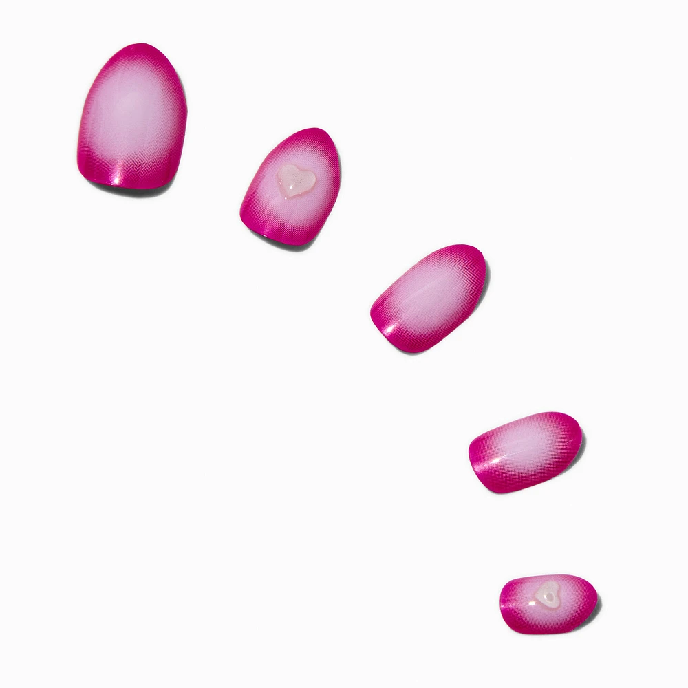 Pink Radiating Heart Stiletto Press On Vegan Faux Nail Set - 24 Pack