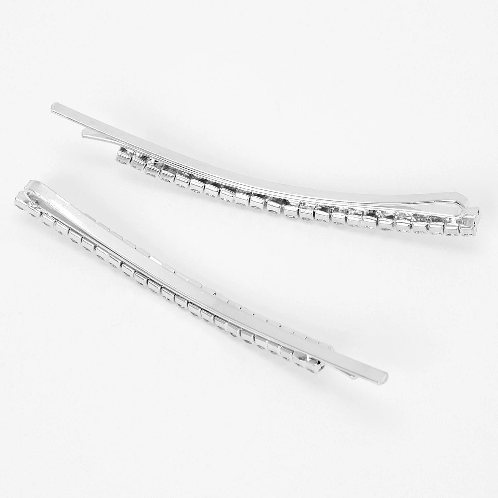 Silver Rhinestone Hair Pins - 2 Pack