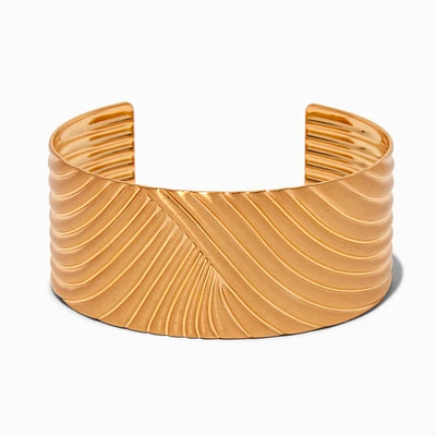 Gold-tone Thick Ribbed Cuff Bracelet
