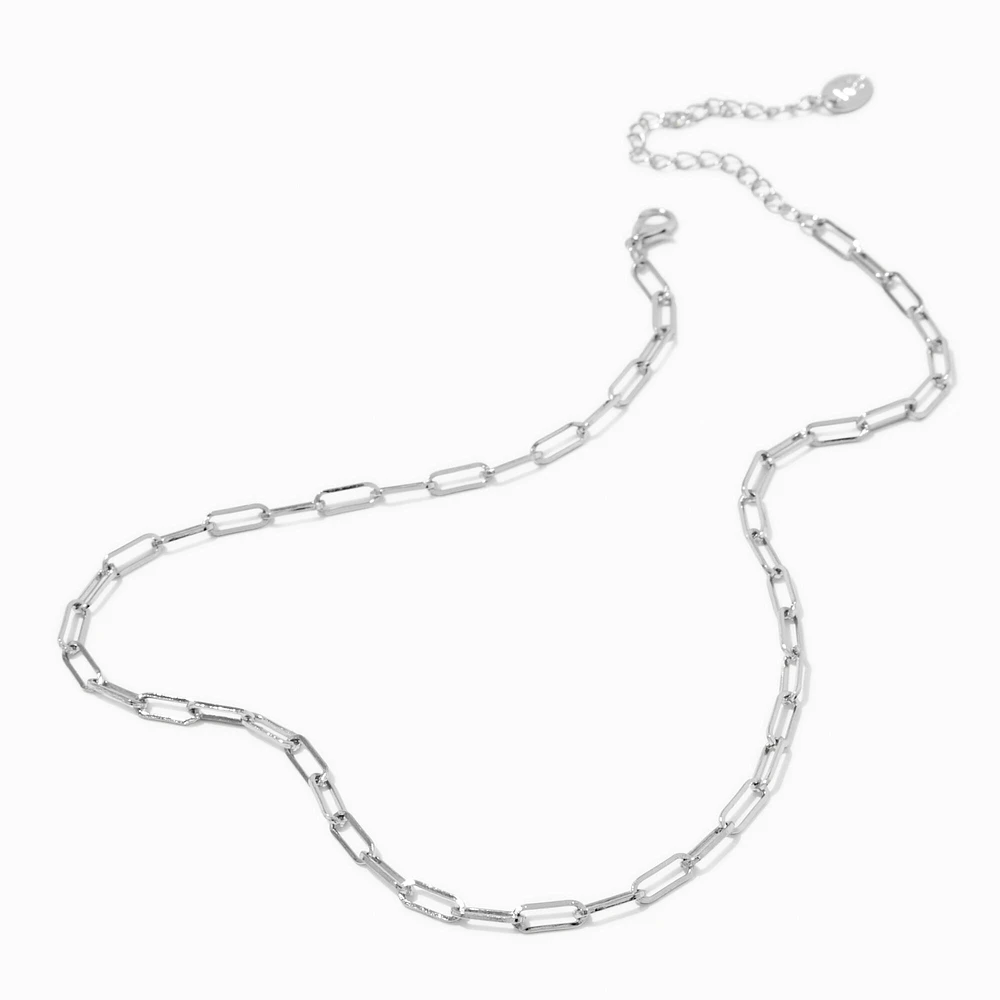 Silver-tone Medium Paperclip Short Chain Necklace