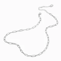 Silver-tone Medium Paperclip Short Chain Necklace