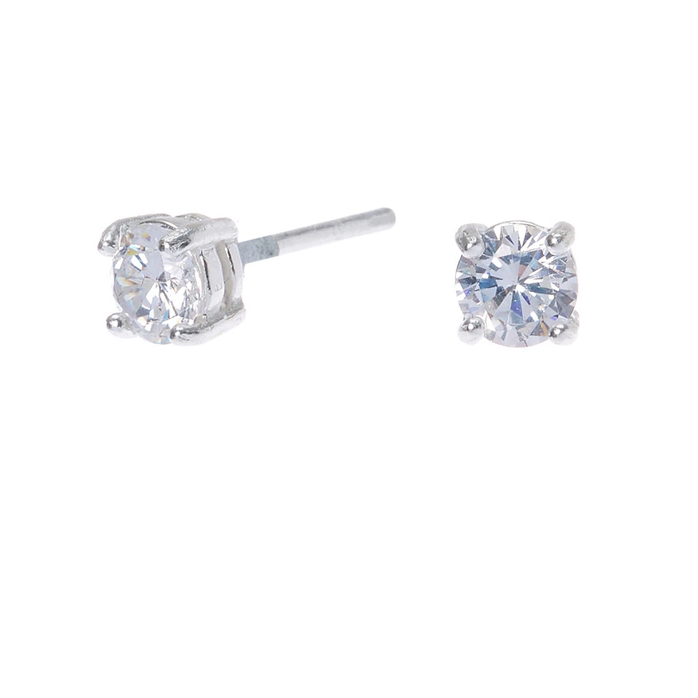 C LUXE by Claire's Sterling Silver Cubic Zirconia 4MM Round Stud Earrings