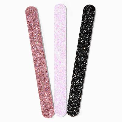 Pink Glitter Nail File Set - 3 Pack