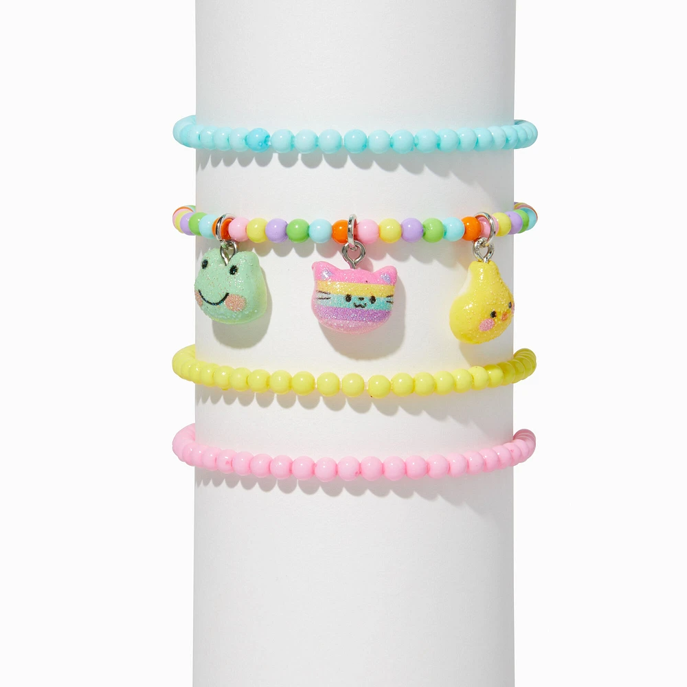 Claire's Club Pastel Glitter Critter Seed Bead Stretch Bracelets - 4 Pack