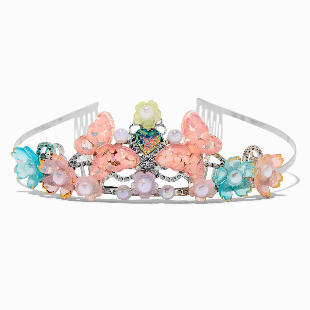 Claire's Club Butterfly & Floral Pearl Tiara