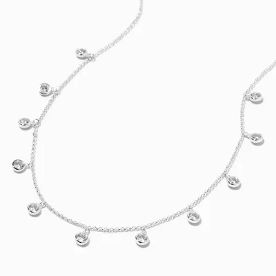 C LUXE by Claire's Sterling Silver Plated Cubic Zirconia Confetti Chain Necklace