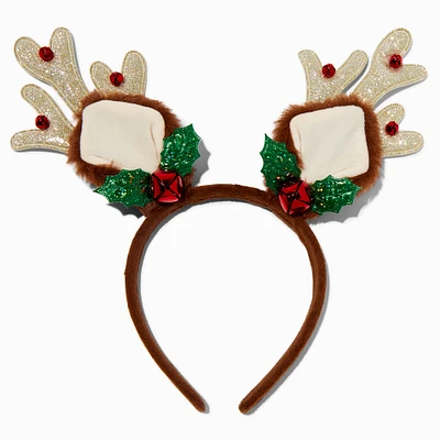 Furry Antlers & Holly Headband